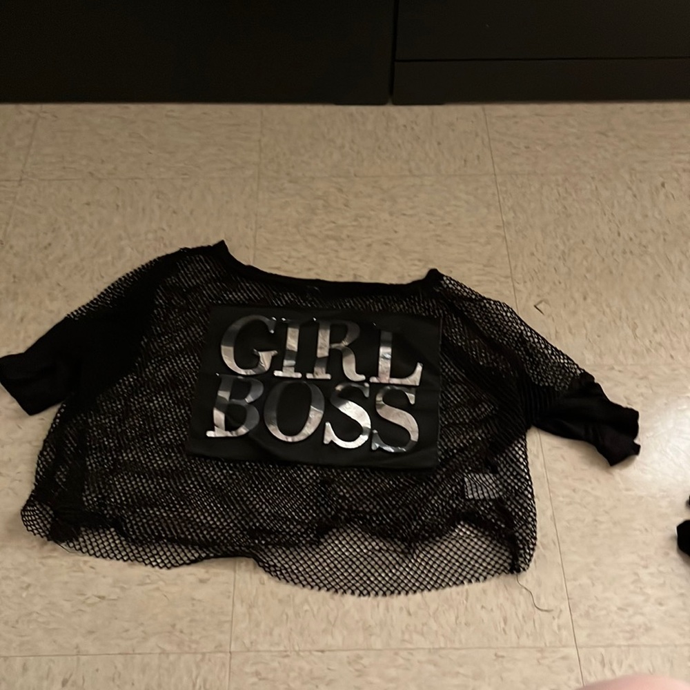 mesh black crop top